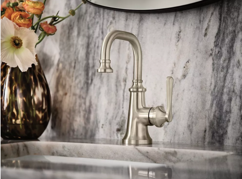 Moen S44101BN Colinet Single-Handle Single Hole Traditional Bathroom Sink Faucet - Brushed Nickel 