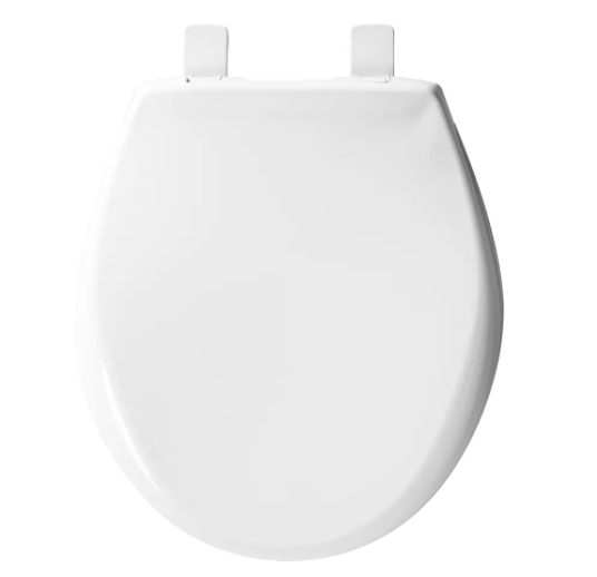 Bemis 200E4 000 Affinity Round Plastic Toilet Seat, Never Loosens Removes for Cleaning Slow-Close Adjustable with Extra Stability