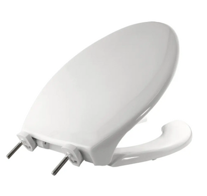 Bemis 7850TDG 000 Commercial Elongated Open Front Hospitality Plastic Toilet Seat With Cover and STA-TITE Hinges in White | Plumbers Center