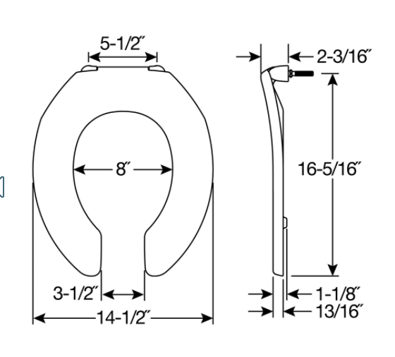 Bemis 955CT 000 Commercial Heavy Duty Round Open Front Plastic Toilet Seat with STA-TITE Commercial Fastening System in White 