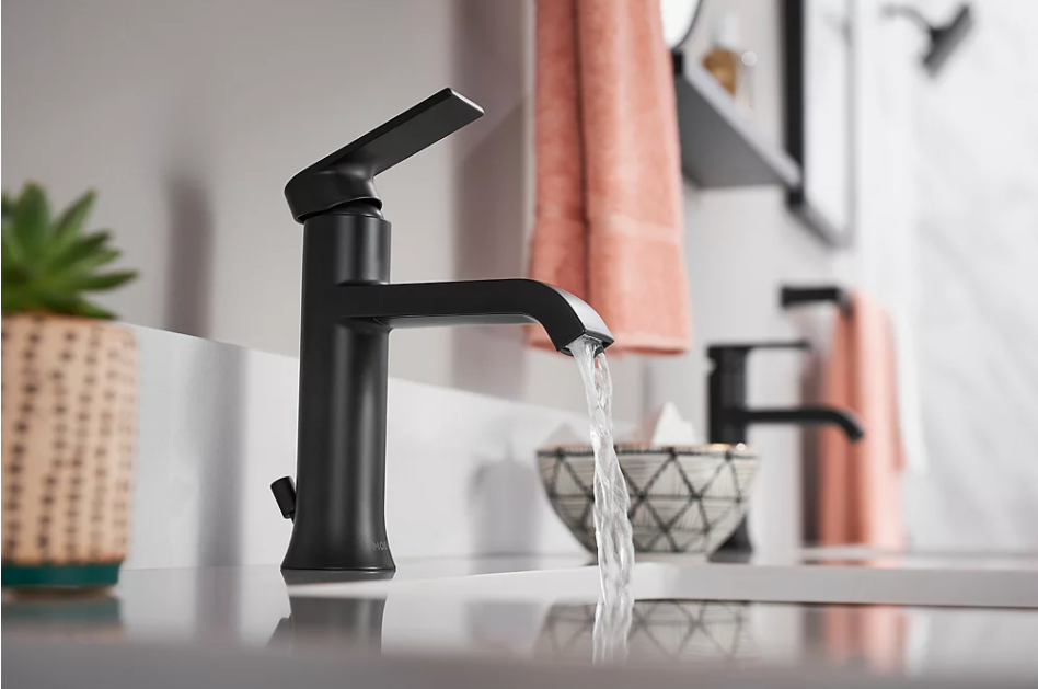 Moen 84760BL Genta Single Hole Single-Handle Bathroom Faucet in Matte Black