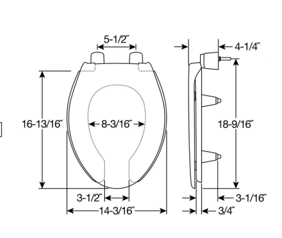 Bemis 3L2150T 000 Medic-Aid Elongated Plastic 3" Lift Raised Open Front Toilet Seat with Cover in White 