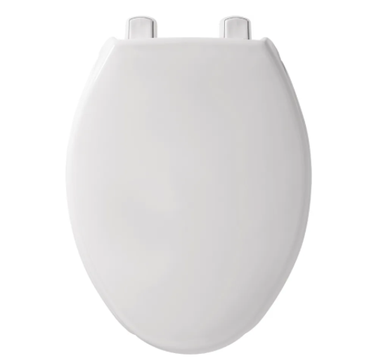 Bemis 2L2150T 000 White Medic-Aid 2" Lift Elongated Open Front Plastic Toilet Seat, Never Loosens with Extra Stability 