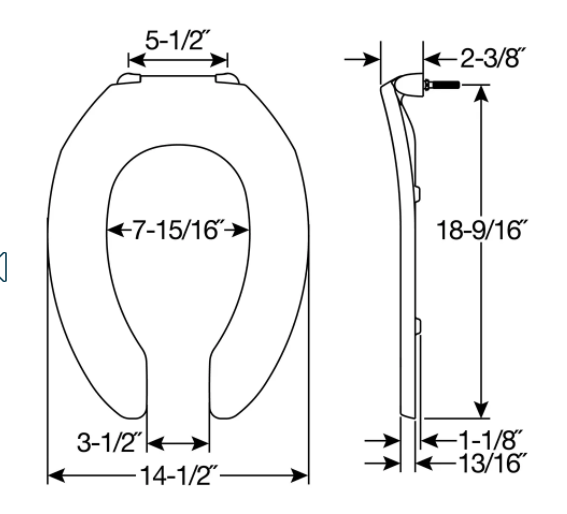 Bemis 2155SSCT-000 Commercial Elongated Open Front Toilet Seat with STA-TITE Commercial Fastening System Never Loosens and Stainless Steel Hinges in White 