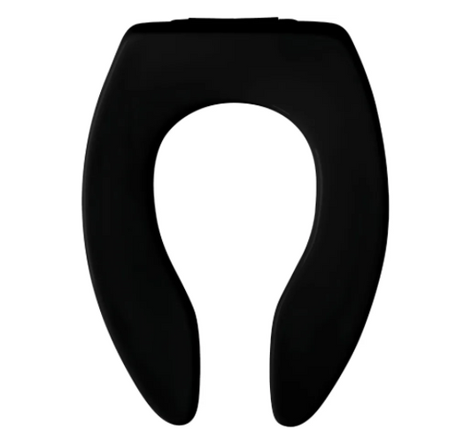 Bemis 1655SSCT 047 Commercial Heavy Duty Elongated Open Front Plastic Toilet Seat with STA-TITE® Commercial Fastening System™ Never Loosens in Black | Plumbers Center