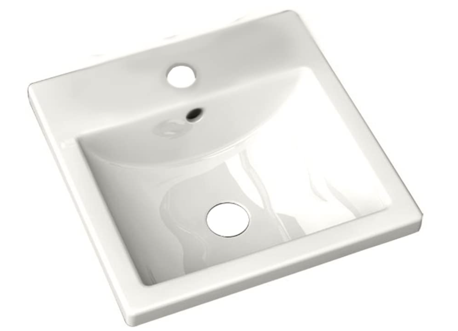 American Standard 0642001.020 Studio Carré 1-Hole Countertop Drop-In Bathroom Sink in White | Plumbers Center