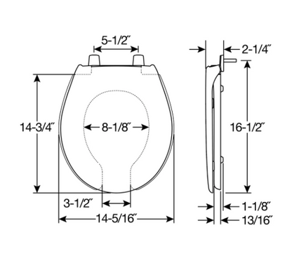 Bemis 950-000 Round Open Front Plastic Toilet Seat with Cover for Commercial Application - White