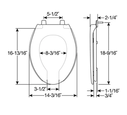 Bemis 1950 000 Commercial Heavy Duty Elongated Plastic Open Front Toilet Seat in White