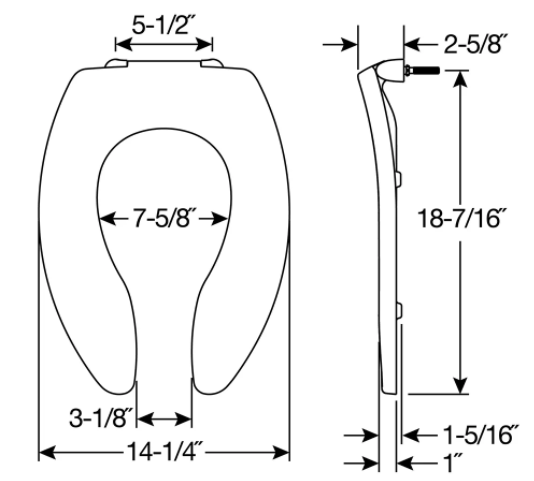 Bemis 95SSCT-000 Commercial Olsonite Elongated Open Front Toilet Seat, Never Loosens in White 