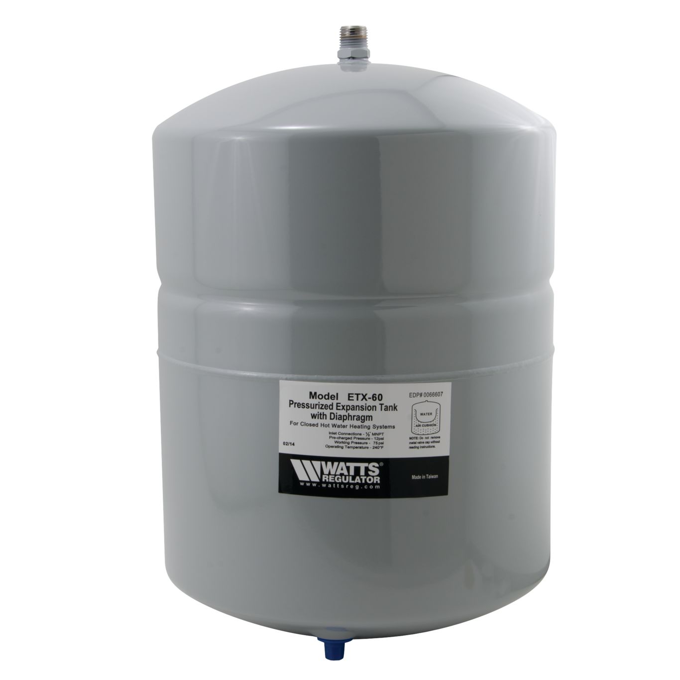 Watts ETX-60 - 0066607 Non-Potable Water Expansion Tank, 1/2 In MNPT Connection, Tank Volume 6.0 Gallons 