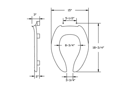 Centoco HL500STSCC-001 Commercial Elongated Toilet Seat, Open Front, Stainless Steel Hinges, ADA Compliant, White | Centoco HL820STS-001 Commercial Heavy Duty Elongated Open Front ADA Compliant 2" Medical Assistance Raised Toilet Seat in White | Faucet Center