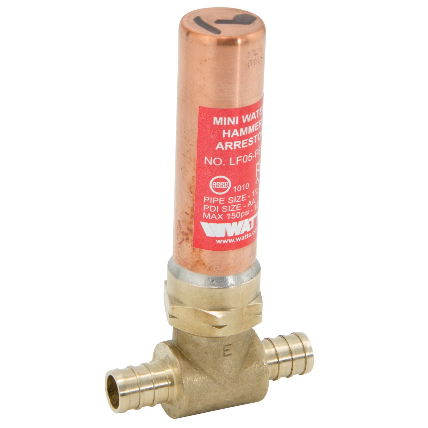 Watts 0009857 - LF05-PEX-T-1/2 - 1/2" Lead Free Mini Water Hammer Arrestor with Crimp End Connections