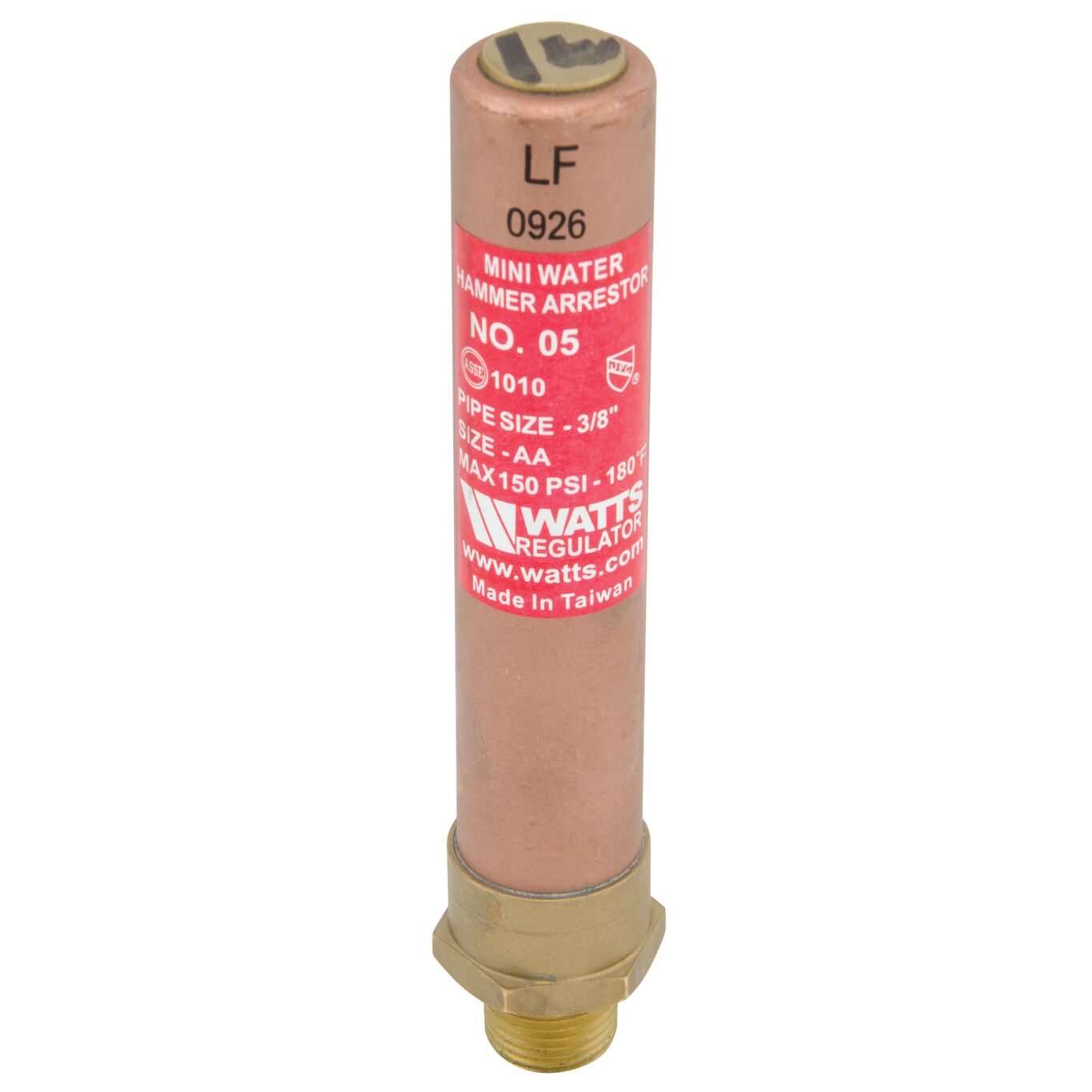 Watts 0009850 - LF05-3/8 - 3/8" Lead Free Mini Water Hammer Arrestor with NPT Threaded End Connection