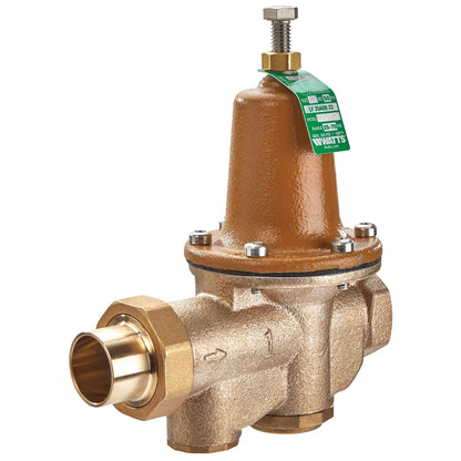 Watts 0009237 - LF25AUB-S-Z3 1/2" Lead Free Brass Water Pressure Reducing Valve with Solder Union x FNPT Connections, Polymer Seat, Adjustable Pressure Range 25-75 PSI