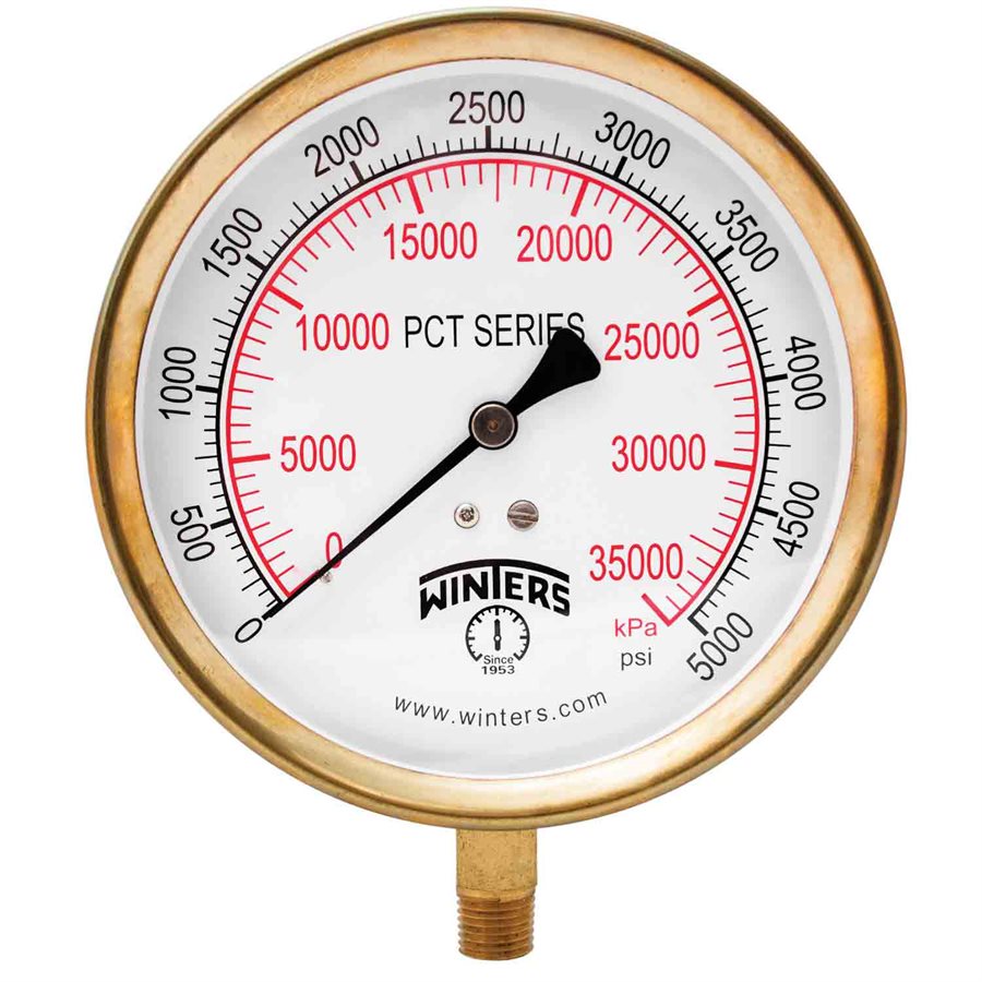 Winters PCT295 Contractor Pressure Gauge 4.5" 0-5000 PSI/KPA 1 4"NPT BTM 