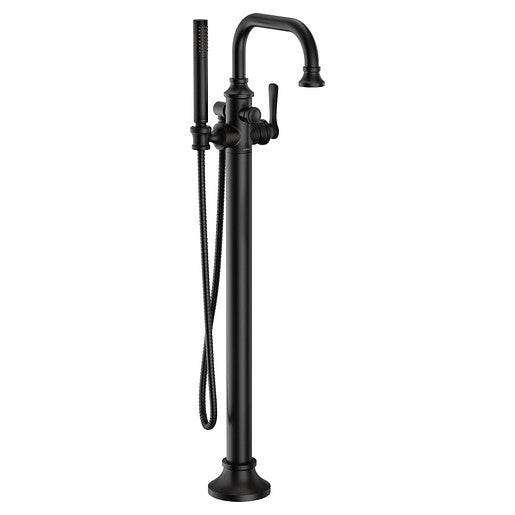 Moen S44507BL Colinet Free Standing Floor Mounted One-Handle Tub Filler with Hand Shower, Matte Black 