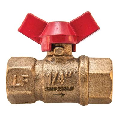 Winters SMV533LF Lead Free 1/4'' NPT Female X Female SMV-LF Mini Ball Valve with T-Handle 