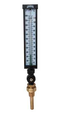 Winters TIM100LF Industrial 9" Lead-Free Thermometer, 3.5" Stem, Valox Case, 30 to 240°F (0 to 115°C) with 3/4" NPT Lead Free Thermowell 