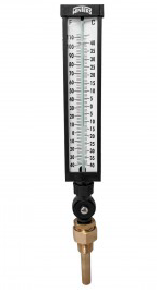 Winters TIM101 Industrial 9" Thermometer, 3.5"Stem, Valox Case, -40 to 110°F (-40 to 40°C) with 3/4'' NPT Fully Adjustable Angle Brass Thermowell 