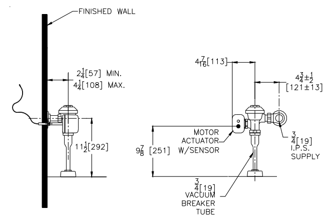 Zurn ZEMS6003AV-IS Exposed Hardwired Automatic Urinal Sensor Flush Valve with Integral Sensor, 1.5 GPF, Chrome Finish