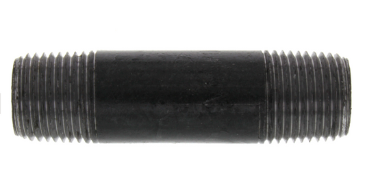 1/2" X 3-1/2" BLACK NIPPLE - 1/2" X 3-1/2" Threaded Black Schedule 40 Nipple