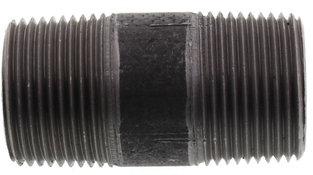 1/8" BLACK NIPPLES - 1/8" Threaded Schedule 40 Black Nipples, 150 PSI