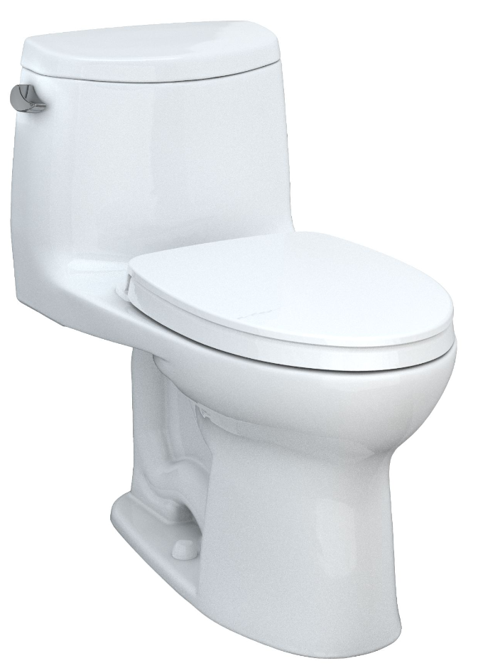 Toto MS604124CEFG#01 Ultramax II One-Piece Elongated Toilet, Universal Height with SoftClose Seat SS124, CEFIONTECT, 1.28 GPF, ADA Compliant, Cotton White 