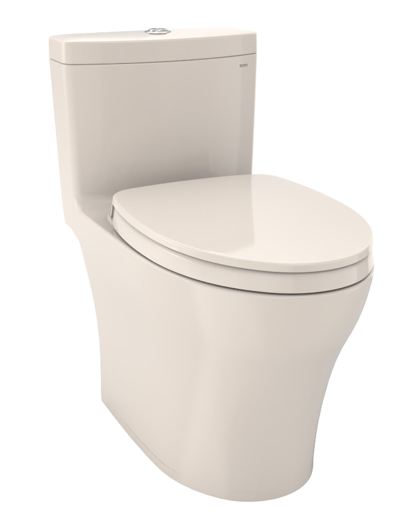  Toto MS646124CEMFGN#12 Aquia IV One-Piece Elongated Toilet with Seat, Universal Height, 1.28 GPF & 0.9 GPF, Sedona Beige 