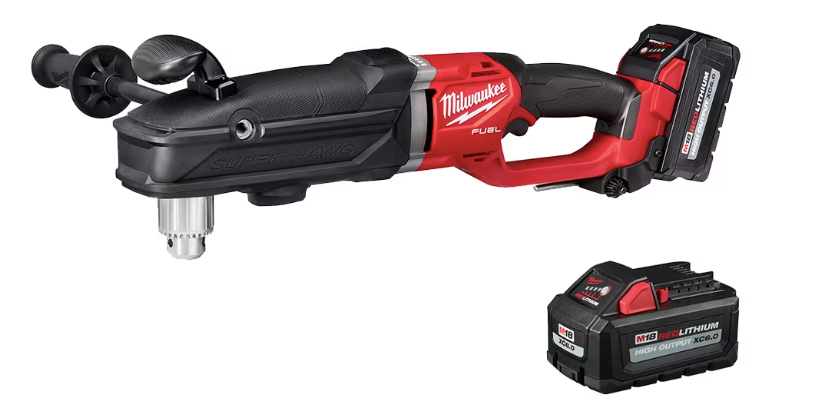 Milwaukee 2809-22 Cordless M18 FUEL SUPER HAWG 1/2" Right Angle Drill Driver Kit Complete with Charger, Batteries and Case