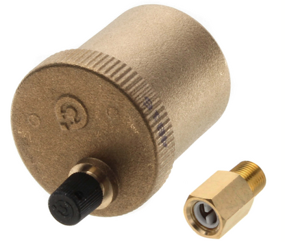 Caleffi 502115A - 1/8" Male NPT MINICAL Automatic Air Vent with Service Check Valve, 150 PSI, 230°F Maximum Temperature