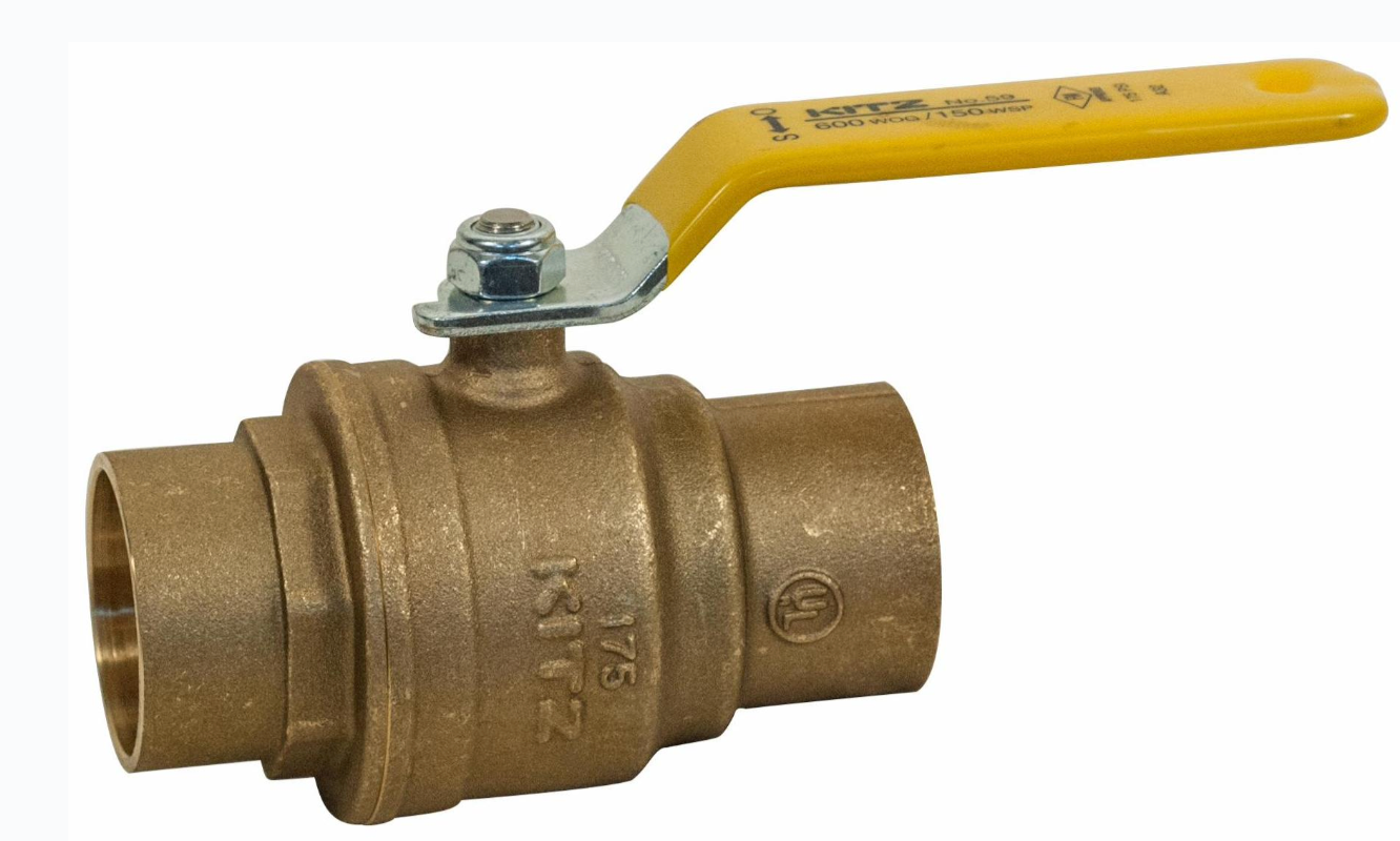 Kitz 59-3/8 - 3/8" CxC Full Port Brass Ball Valves, 150 - 600 PSI, with Soldered/Copper Ends | Plumbers Center