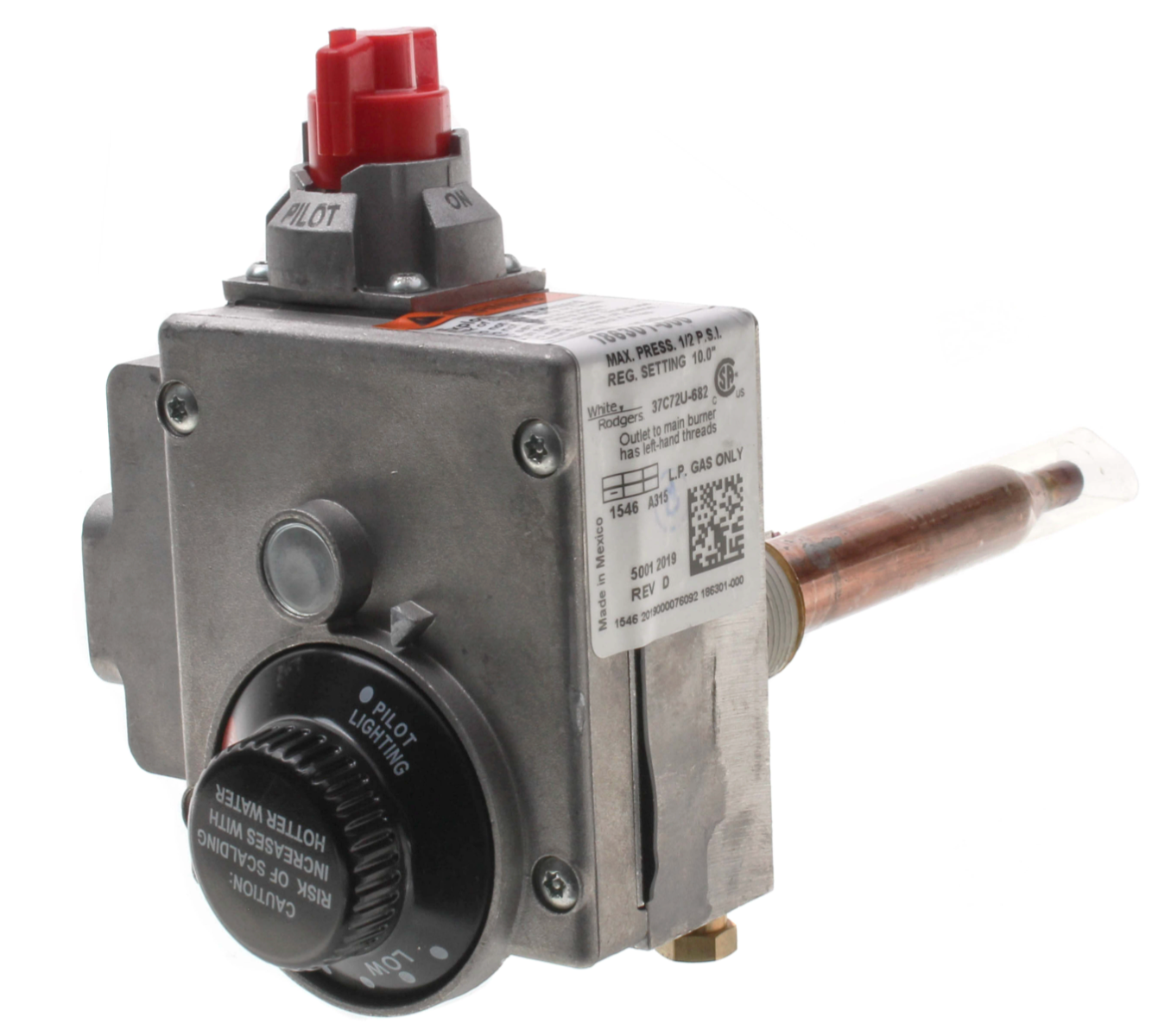 AO Smith 100111372 Gas Control Valve Thermostat with Lead Wires, Liquid Propane (HSI Control Valves)