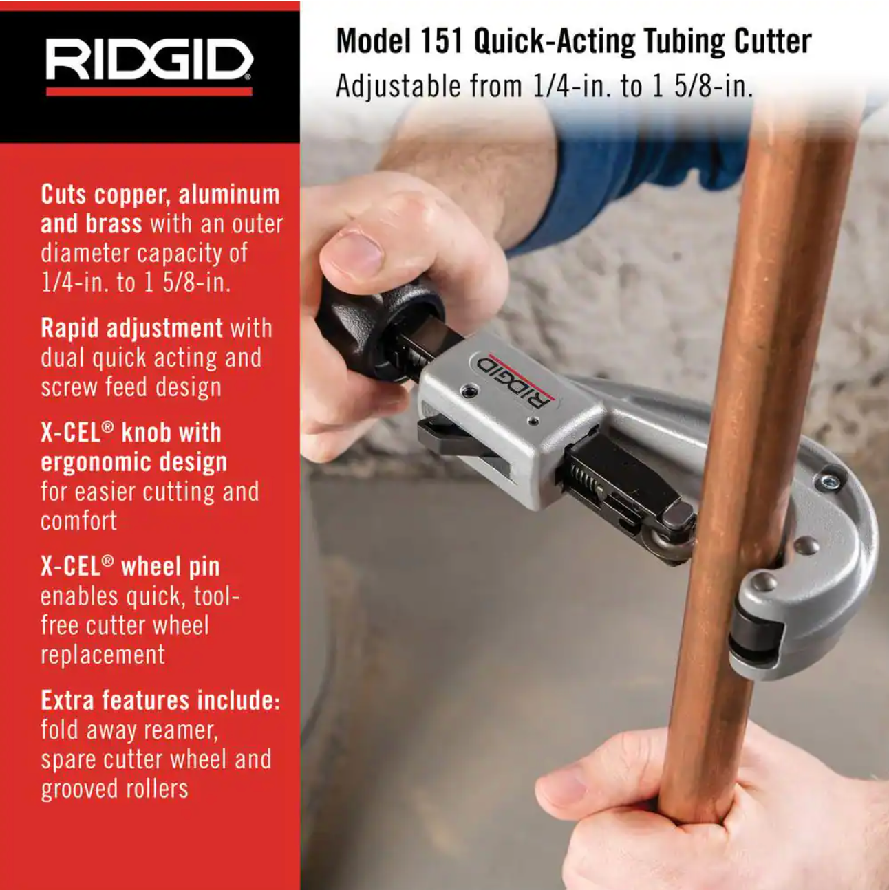 Ridgid 31632 - 151 Quick-Acting Tubing Cutter for 1/4" - 1-5/8" Copper and Aluminum Tubes