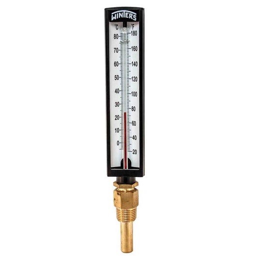 Winters TAS131 Industrial 5” Thermometer with 1/2"NPT Thermowell, 20°F to 180°F & -5°C to 80°C