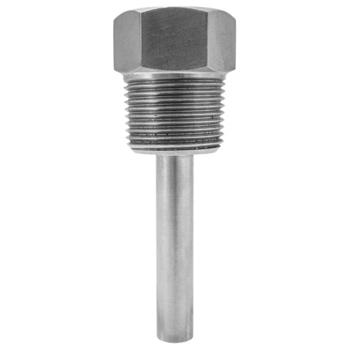 Winters TBR25-1 TBR 304 Stainless Steel Bi-Metal Threaded Thermowell with 2-1/2" Stem, 3/4" NPT 