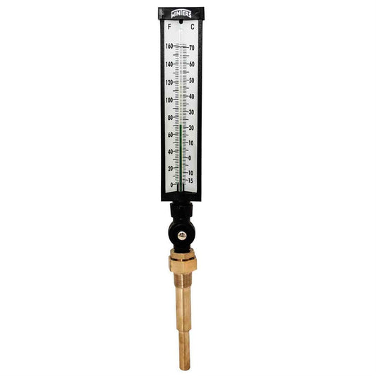 Winters TIM103-6LF Lead Free Industrial 9" Thermometer, 0/160 F&C, with Variable Angle 3/4" NPT Lead Free Brass Thermowell 