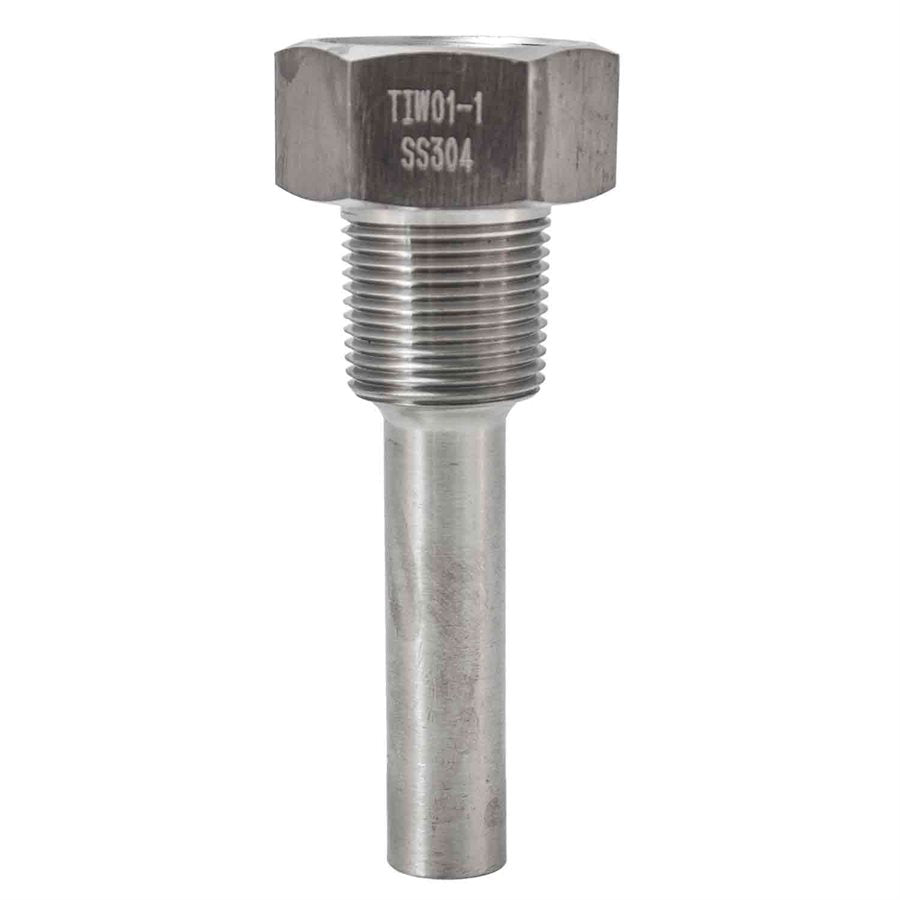 Winters TIW01-1 3/4" TIW Stainless Steel SS304 Industrial 9IT Thermowell with 3.5" Insertion Stem, used with 9” Industrial Thermometers 