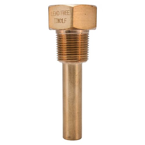 Winters TIW01LF 3/4" NPT Lead Free Brass Thermowell with 3.5" insertion Stem for 9" Thermometers