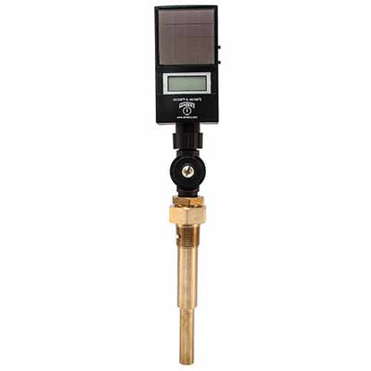 Winters TSD9ITSD Industrial 9IT Solar Digital Thermometer, 3.5'' Stem, with 3/4'' NPT Var Angle Brass Thermowell (-50°F to 320°F & -45°C to 160°C) 