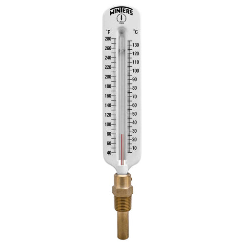 Winters TSW172LF Lead-Free Hot Water Thermometer, 8" Scale, 40 to 280°F (5 to 135°C), Straight 