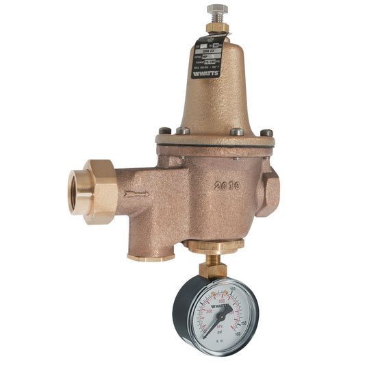 Watts 0009104 LFU5B-GG-LP-Z3 1/2" Lead Free High Performance Water Pressure Reducing Valve, Low Pressure Range 10-35 PSI, with Gauge Tapping and Gauge