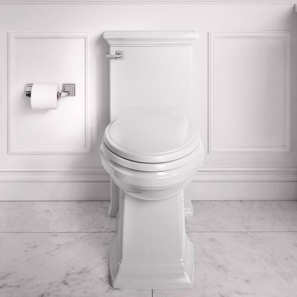 American Standard 2851A104.020 Town Square S Right Height Elongated One-Piece Toilet with Left Hand Trip Lever and seat - White 