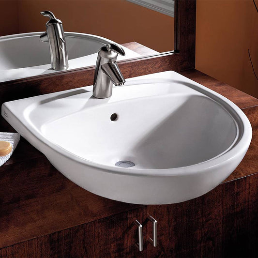 American Standard 9960001.020 Mezzo Space Saving, Single-Hole Semi-Countertop Bathroom Sink, ADA Compliant, White | Plumbers Center