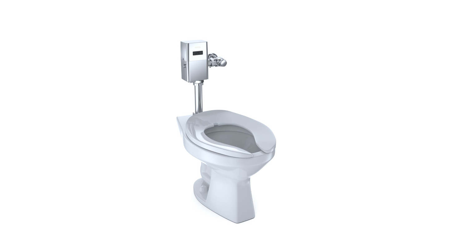 TOTO CT705UNG#01 - Elongated 1.0 GPF Floor-Mounted Flushometer Toilet Bowl with Top Spud and CeFiONtect Cotton White 