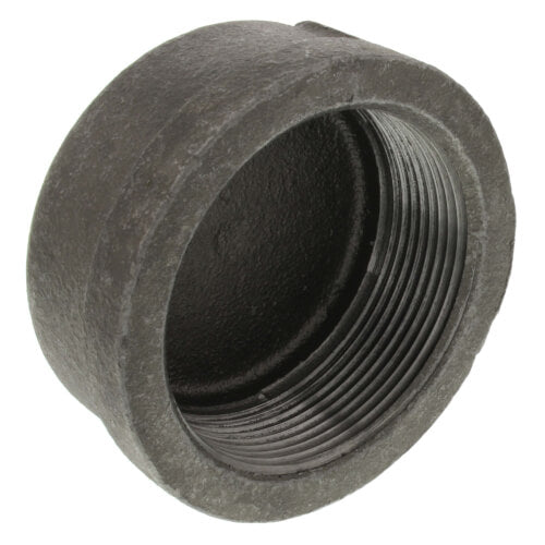 2-1/2" BLACK CAP - 2-1/2" Schedule 40 Black Threaded Malleable Iron Cap, Class 150 | Faucet Center