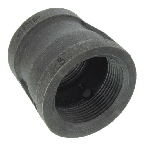 2" x 1-1/2" BLACK REDUCING COUPLING - 2" x 1-1/2" Black Malleable Iron Reducing Coupling, Class 150 PSI | Faucet Center