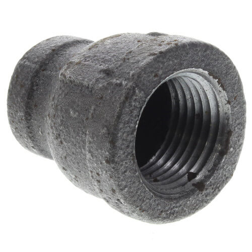 1/2" x 1/4" BLACK REDUCING COUPLING - 1/2" x 1/4" Black Malleable Iron Reducing Coupling, Class 150 PSI | Faucet Center