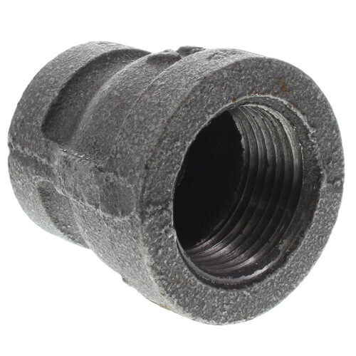 1" x 1/2" BLACK REDUCING COUPLING - 1" x 1/2" Black Malleable Iron Reducing Coupling, Class 150 PSI 