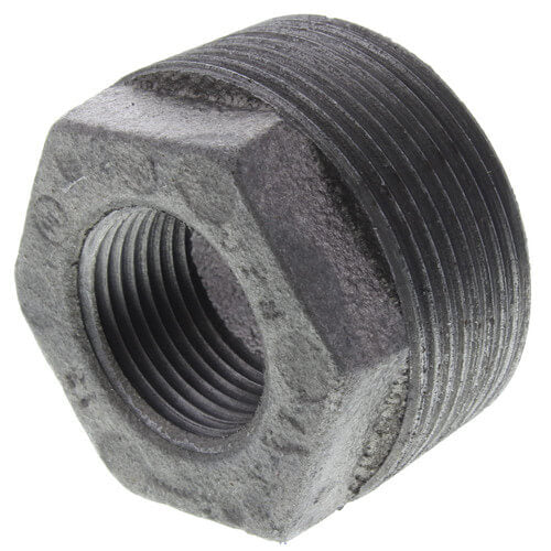 1-1/2" x 3/4" BLACK HEX BUSHING - 1-1/2" x 3/4" Schedule 40 Black Steel Hexagon Bushing, Class 150 | Faucet Center