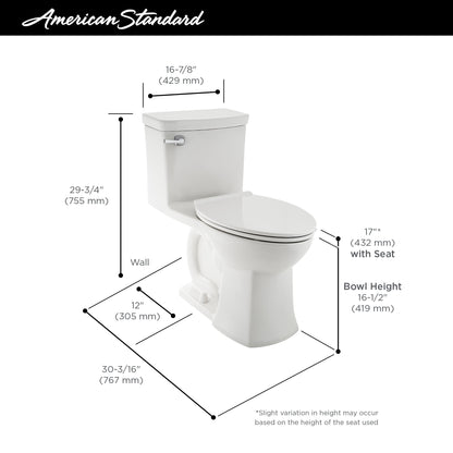 American Standard 2922A104.020 Townsend VorMax One-Piece Right Height Elongated Toilet with Seat, 1.28 GPF/4.8 LPF, ADA Compliant, White